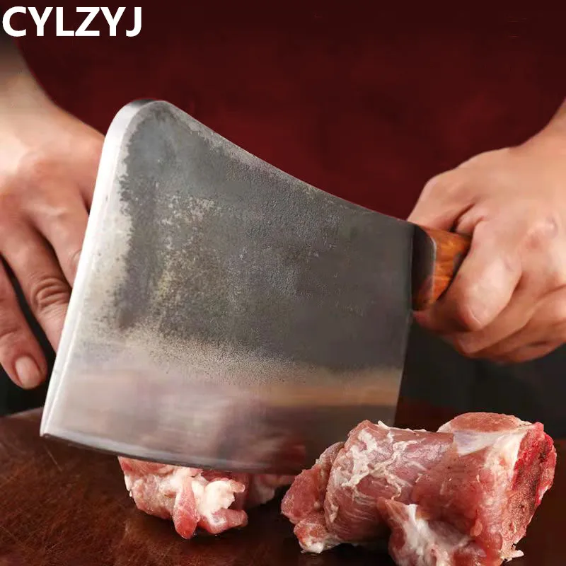 6mm Thickened Forged Knife Stainless Steel Knife Cleaver Knife Kitchen Chef Sharp Bone Powerful Cleaver Chopper Butcher Knife