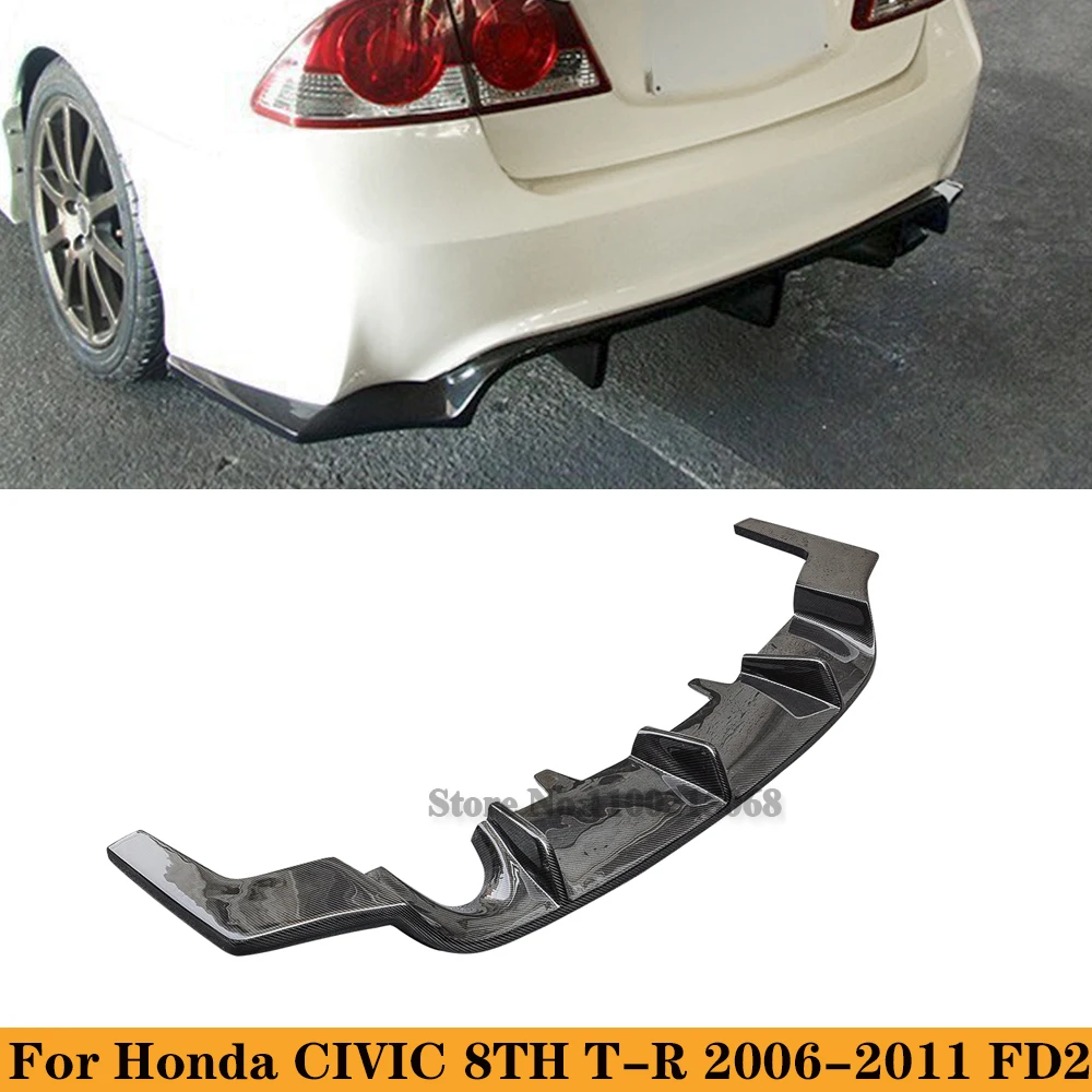 For Honda CIVIC 8TH T-R 2006-2011 FD2 JS Carbon Fiber Rear Bumper Lip Spoiler Rear Diffuser Car Styling