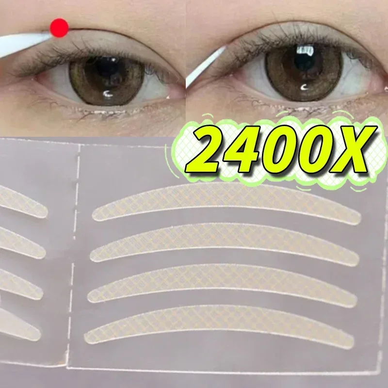 Invisible Double Eyelid Sticker 2400PCS Lace Eye Lift Strips Self-adhesive Double Eyelid Tapes Clear Beige Eye Tapes Makeup Tool