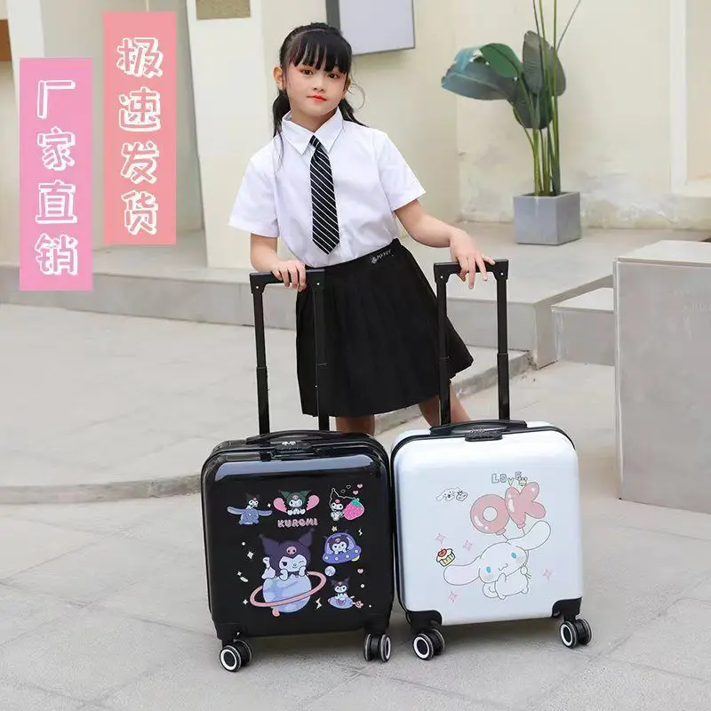 Kawaii Luggage Trolley Case Boarding Case Password Box Sanrio Children's Small Cartoon Hello Kitty My Melody Travel Storage Box