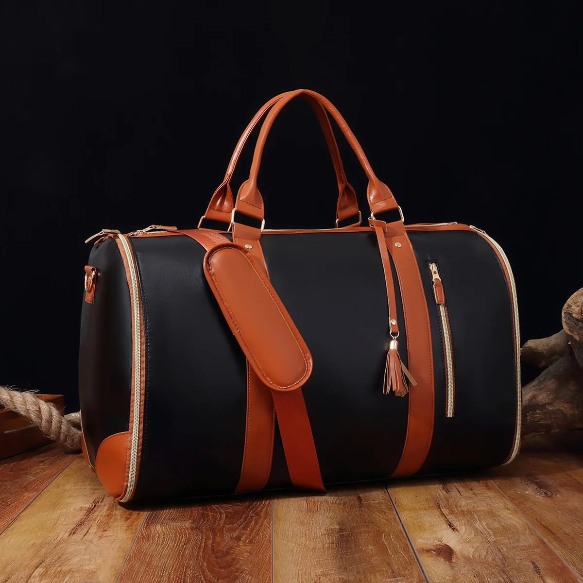 Waterproof Breathable Stowable Fashionable Travel-friendly Portable Clothing Large PU Leather Luggage Bag for Women