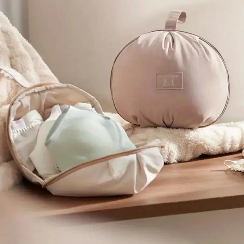 Bolsa de almacenamiento de ropa interior con forma de concha, bolsa de clasificación de ropa de gran capacidad con cremallera, a prueba de polvo con asa, organizador de ropa interior para sujetador, 1 ud.