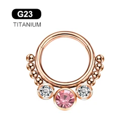 G23 Titanium Septum Nose Ring Hoop Multi-Color CZ Match Helix Clicker Rook Lobe Earring Body Piercing Jewelry 16G