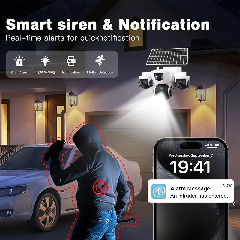 OKAM PRO Solar Camera 20MP HD 4G SIM 10X ZOOM IP66 Waterproof Outdoor Camera Smart Alerts Motion Tracking  PTZ Camera