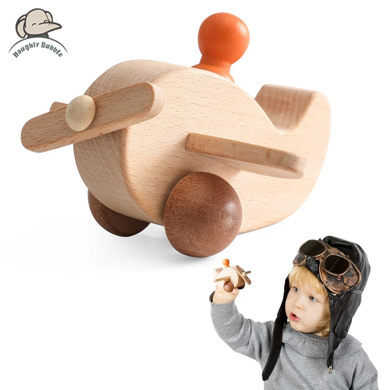 Wooden Building Blocks For Children No BPA Cartoon Aircraft Beech Figures Children's Toys Montessori Toys Handicrafts Baby Gifts