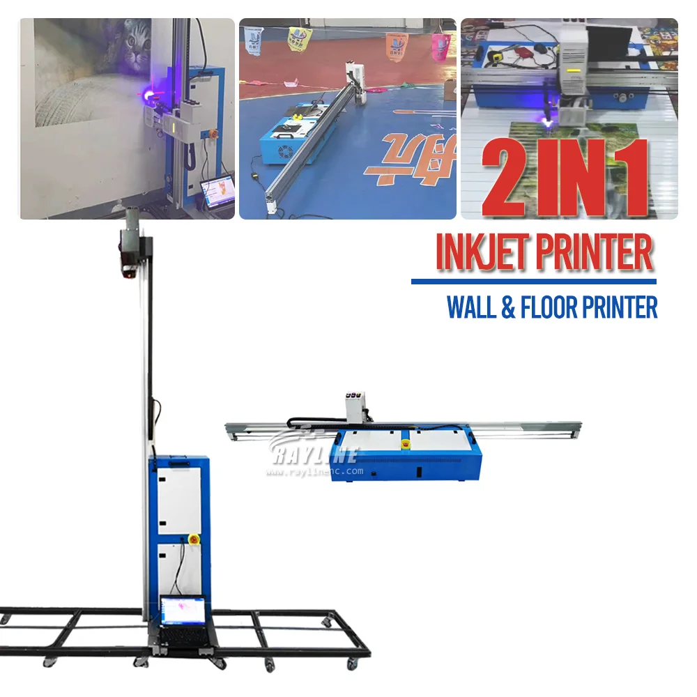 3d Vertical Wall Printer 2 in 1 Wall and Floor Printing Machine UV Inkjet Printing Cement Glass Wood Ceramic PVC Painter Tools