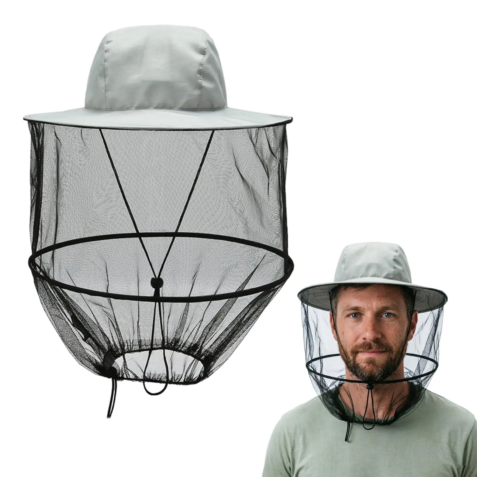 Beekeeper Hat,Mosquito Net Head,Beekeeper Hat with Veil,Head protection net with clear view for outdoor enthusiasts, agriculture