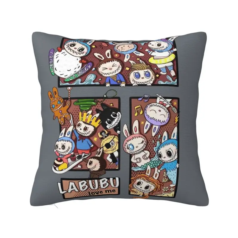 Custom Labubues Anime Cushion Covers Sofa Home Decorative Square Throw Pillow Case