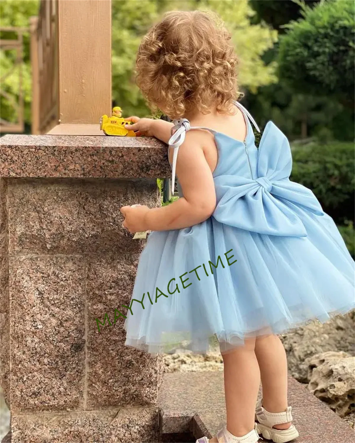 

Blue Girl Dress Puffy Flower Girl Dresses Long Sleeves Bow Princess Dress Baby Frist Communion Dresses Birthday Girl