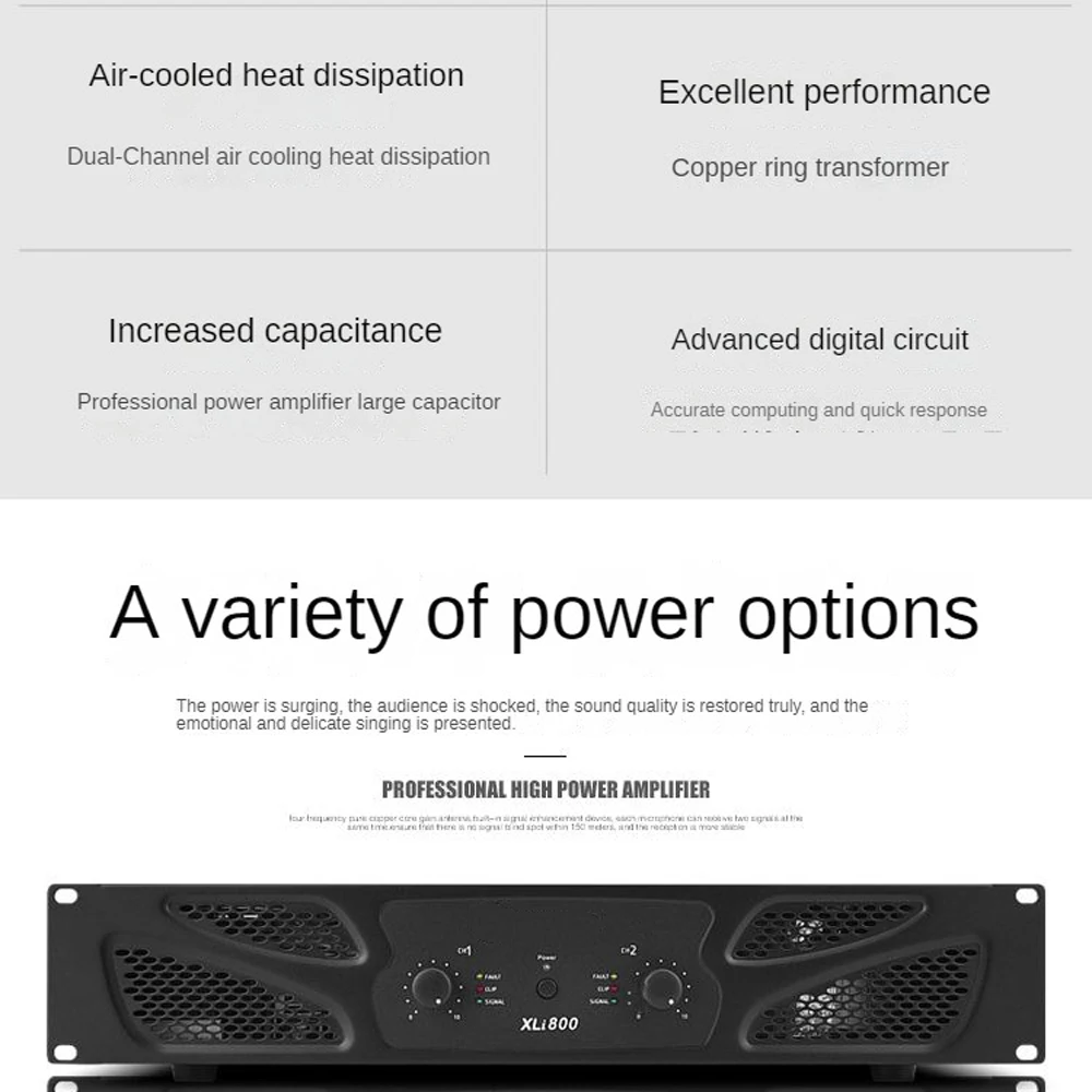 XLi Series 2x1000w Professional Power Amplifier Audio DJ Equipment Subwoofer Amplifier For Line Array Speakers Preamplifier
