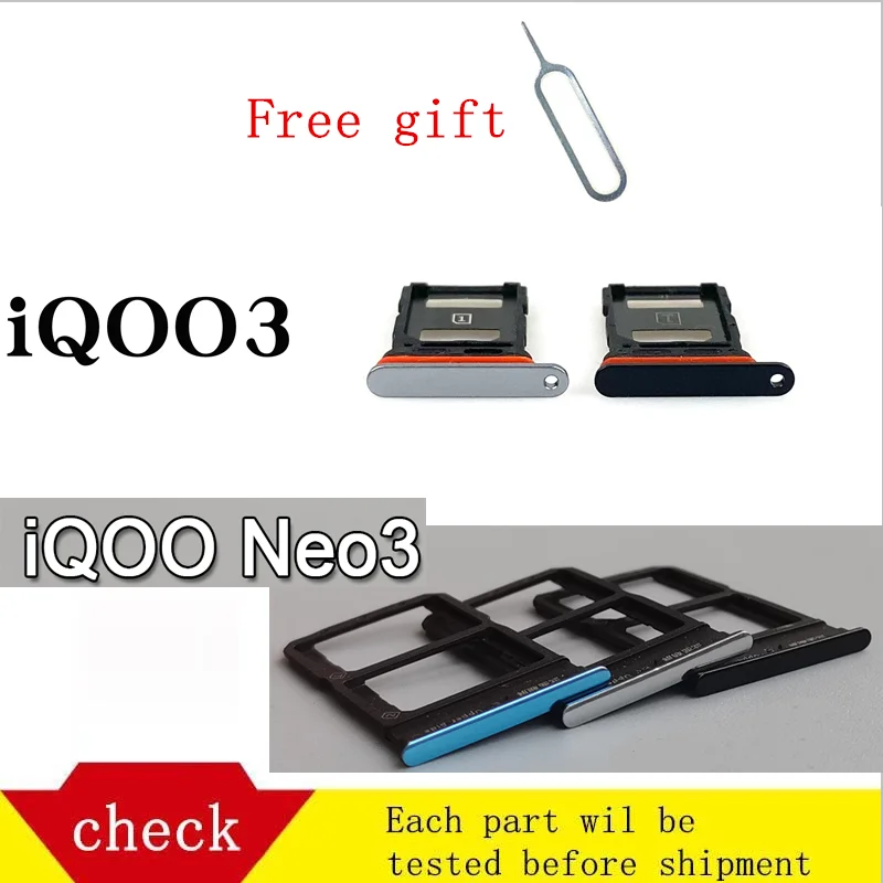 

Sim Card Tray Holder, Slot Adapter, Micro SD Card Tray Holder, Free Eject Pin Key Tool, for VIVO IQOO3 IQOO Neo3