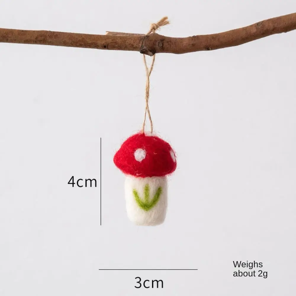 3pcs Wool Felt Decoration Mushroom Christmas Pendant Plush Pendant  DIY Handmade Accessories Hanging  Decor Fireplace Tag Gift