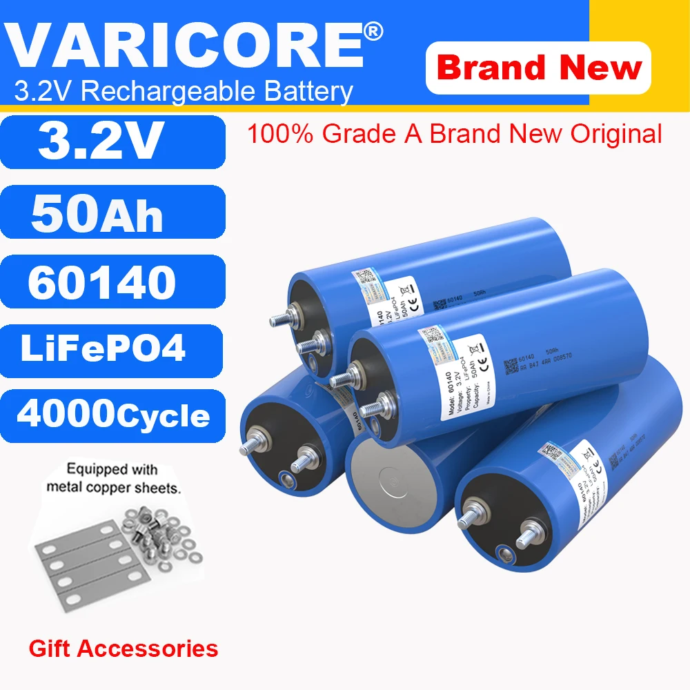 

3.2V 50Ah LiFePO4 Battery 60140 Lithium iron phosphate batteries for 12V 24V Off Grid Solar Energy Car Golf Cart Camping Trip