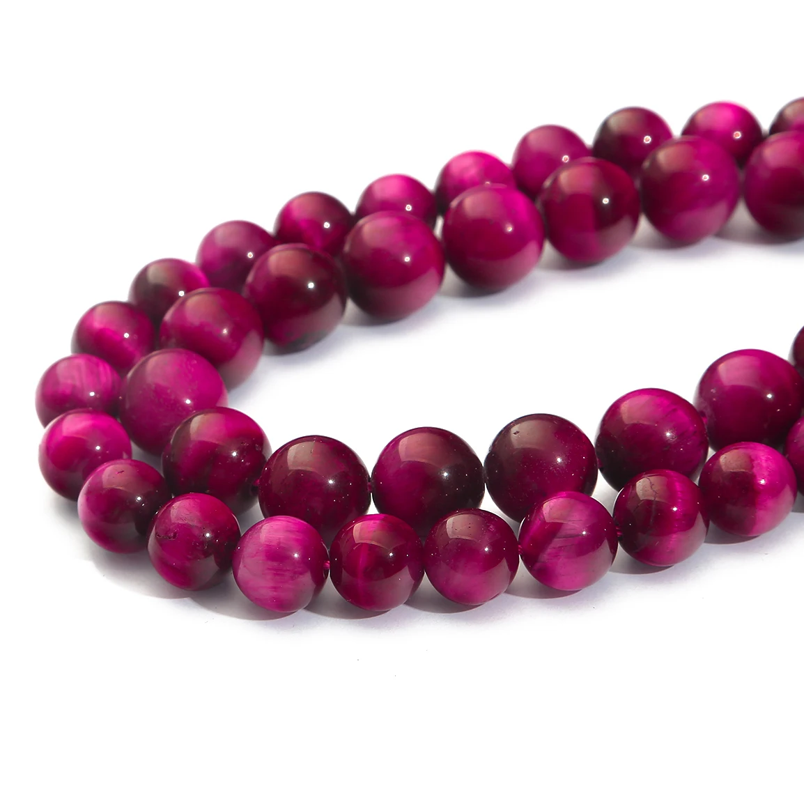 Naturstein-Magenta-Tigerauge-Perlen, runde lose Spacer-Perlen für die Schmuckherstellung, DIY-Armband, Halskette, Zubehör – Detail 2