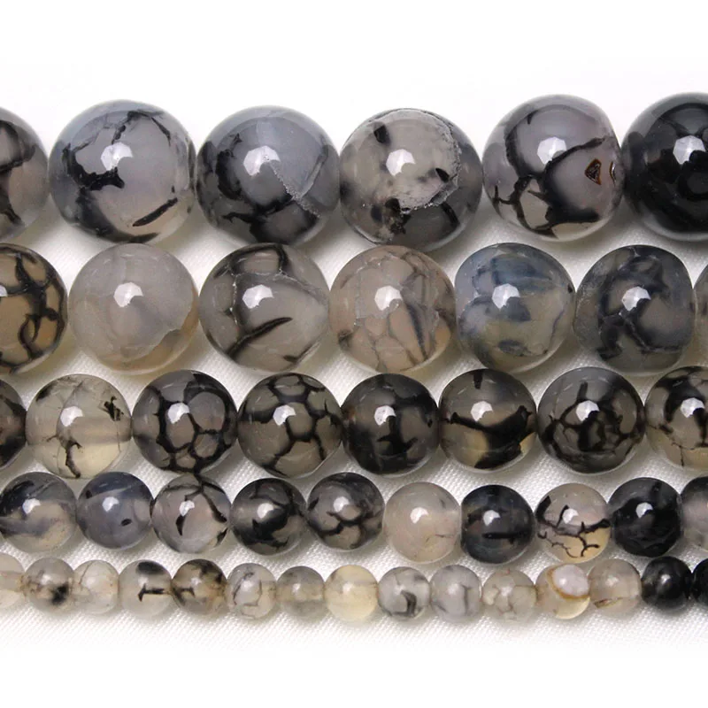 Natural Stone Black Dragon Vein Agates Beads 4/6/8/10/12mm Loose Beads for Jewelry Making  Accessories DIY Bracelet Necklace