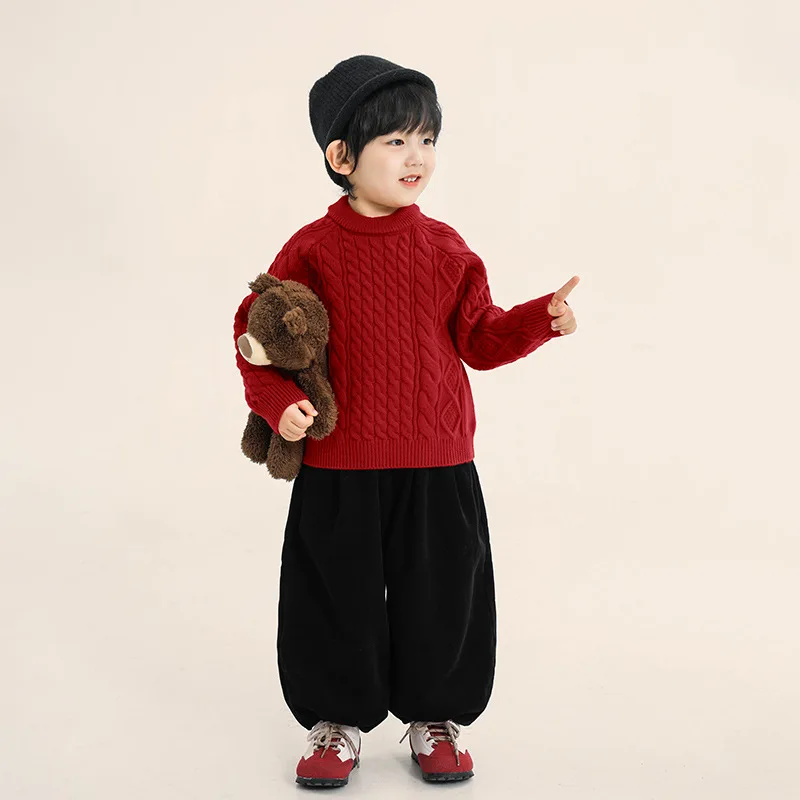 

Детский свитер UNITIM для мальчиков от 1 до 8 лет, коллекция 2025 года, корейский зимний вязаный толстый теплый трикотаж для маленьких мальчиков, повседневные детские пуловеры для маленьких мальчиков