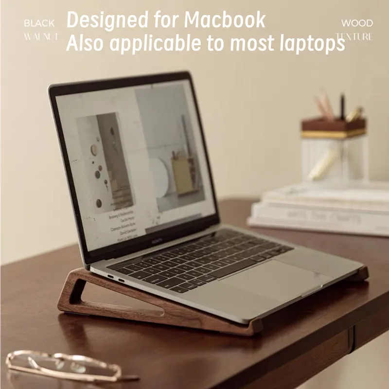 Macbook Solid Wood Laptop Stand Cooling Bracketvertical Suspended Walnut Desktop Portable Office Dormitory Gaming Laptop Support