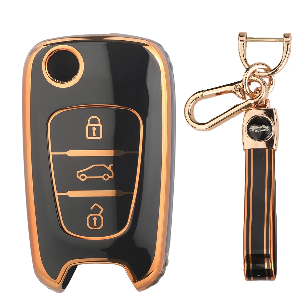 jingyuqin Remote Arrival TPU Autoschlüssel-Gehäuse für Hyundai I30 IX35 für Kia K2 K5 Autoschlüssel Leere Hülle Schlüsselanhänger
