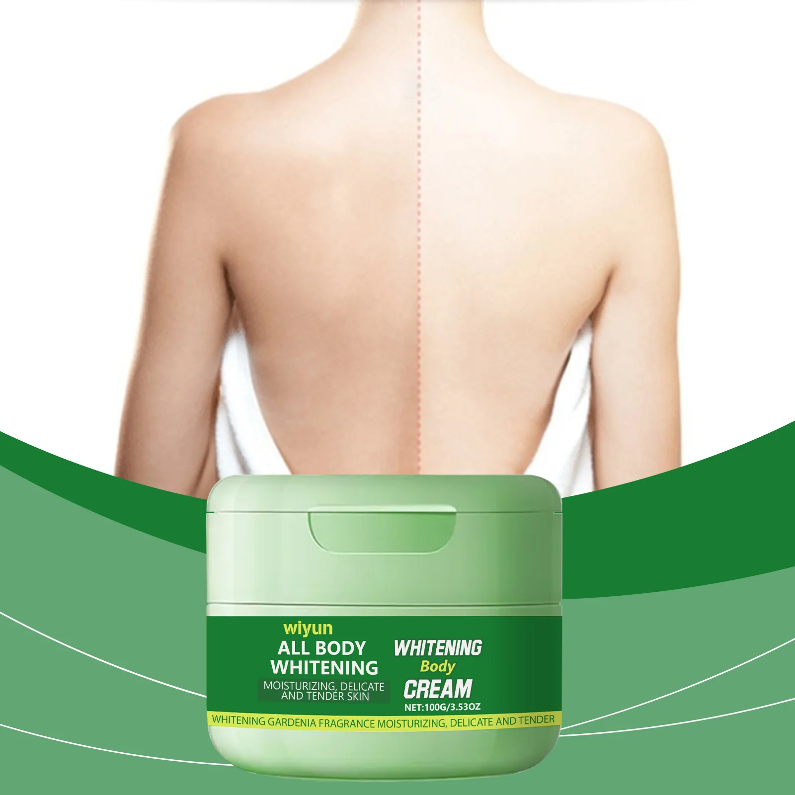 كريم ويون لتفتيح الجسم - مرطب مرطب مع رائحة جاردينيا للبشرة الناعمة والمتوهجة - علاج تبييض 3.53 أونصة