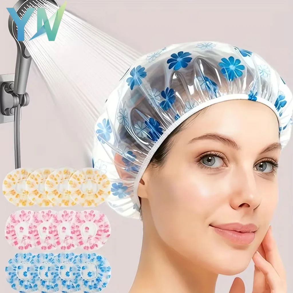 1-40PCS Random Design EVA Rustic Waterproof Shower Cap Thickened Matte Finish Bathroom Makeup Cap Accessories