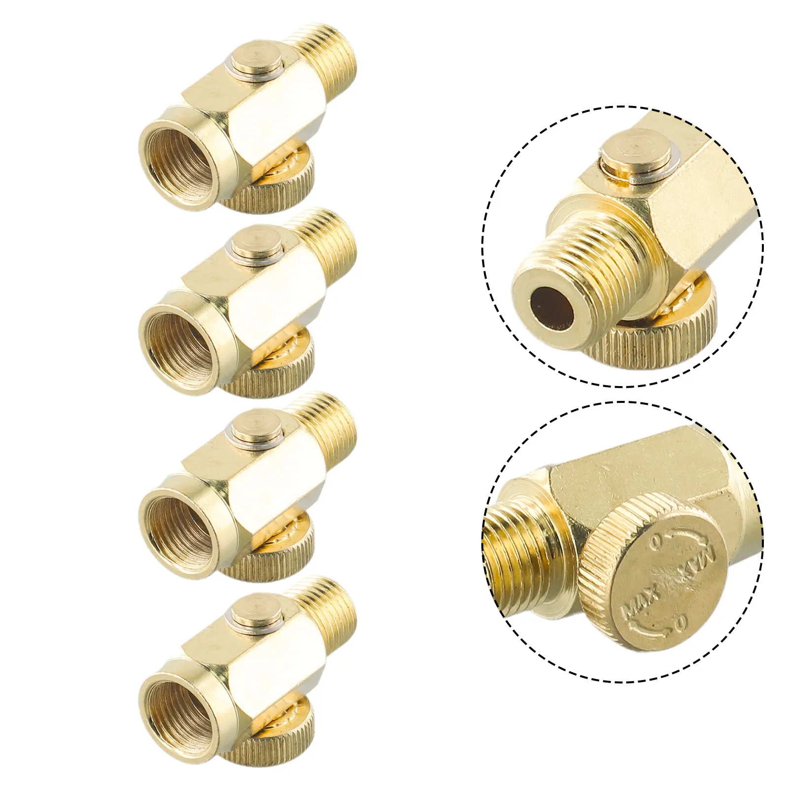 1/4 NPT Inline Air Regulator Valve Kit 4PCS Made of Solid Brass with Round Adjustment Knob for Precise Pressure Control