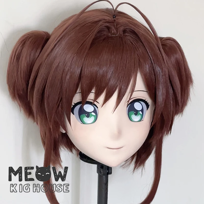 (MEO590) Customize Handmade Full Head Lockable Crossdress Male to Female Japanese Cartoon Anime Game Character Kigurumi Mask