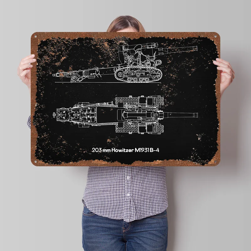 203 مللي متر هاوتزر M1931 B4 ملصق مخصص جدار الفن خمر علامات معدنية ريترو القصدير اللوحة للرجل كهف الديكور غرفة المعيشة
