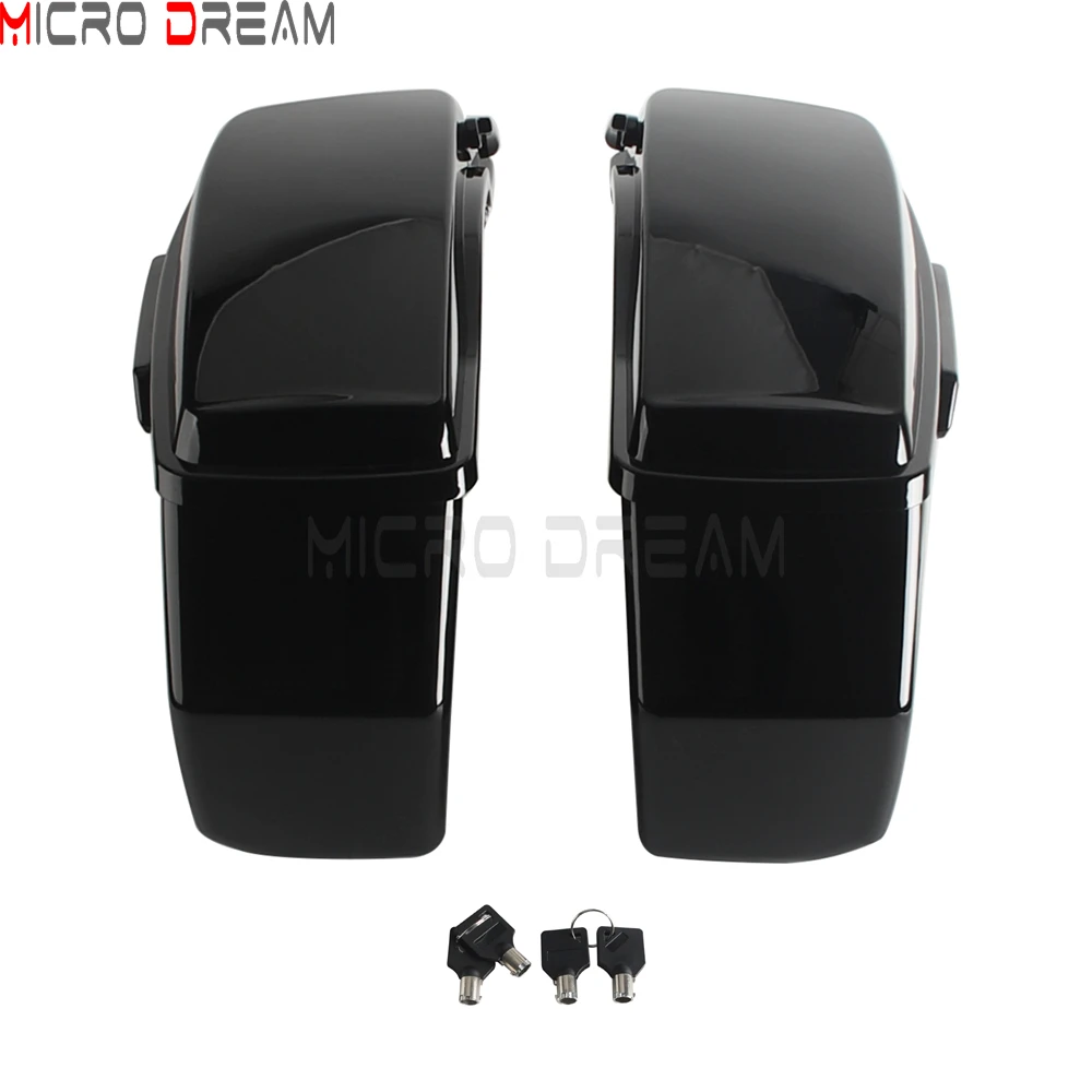 Motorcycle Black Hard Saddlebag Side Saddle Bags For Harley Touring Road King Road Glide Street Glide 2014-2023 Luggage Hard Bag