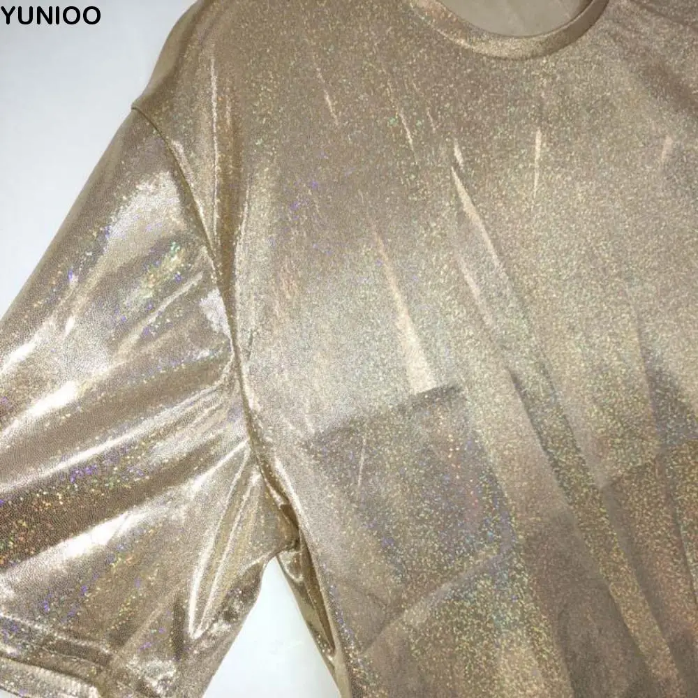 الحلو خمر أزياء الحرير الأعلى الترتر الأرجواني السيدات لامعة فضفاضة تي شيرت الوردي الجمالية Harajuku نادي بأكمام قصيرة