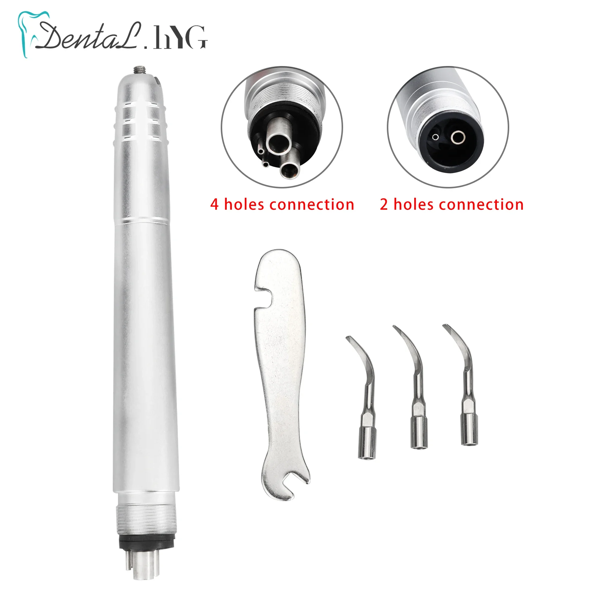 

Dental Ultrasonic Air Scaler 2Holes/4 Holes Handpiece 3 Tips Air Scaling Polishin Tools Teeth Whitening Cleaner