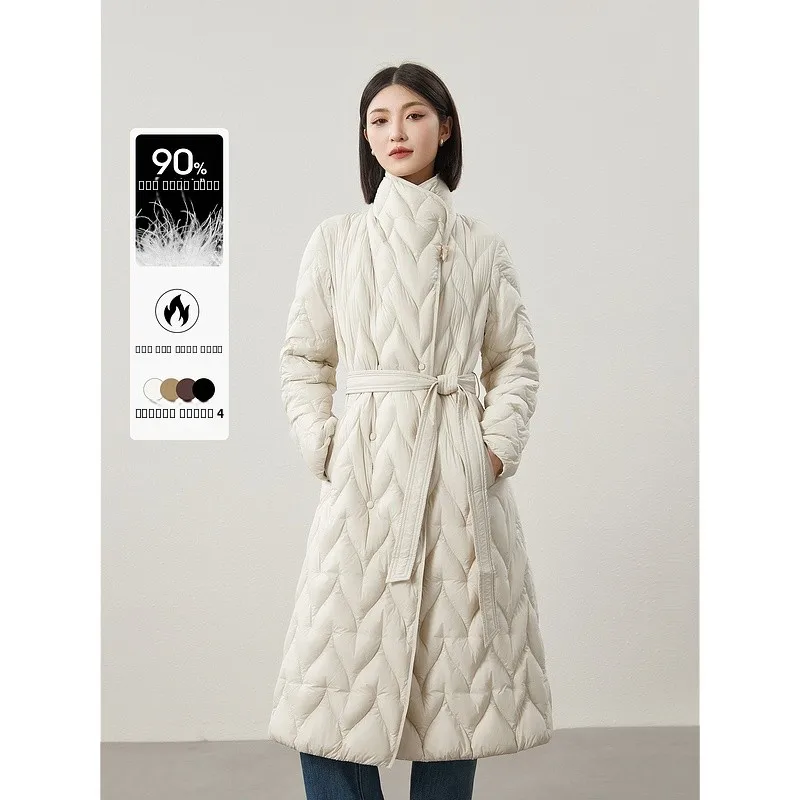 

Mijia High Quali Long Goose down Jaet Women's Lightweight Warm No-Prure 90 White Goose Feather Stitching Design