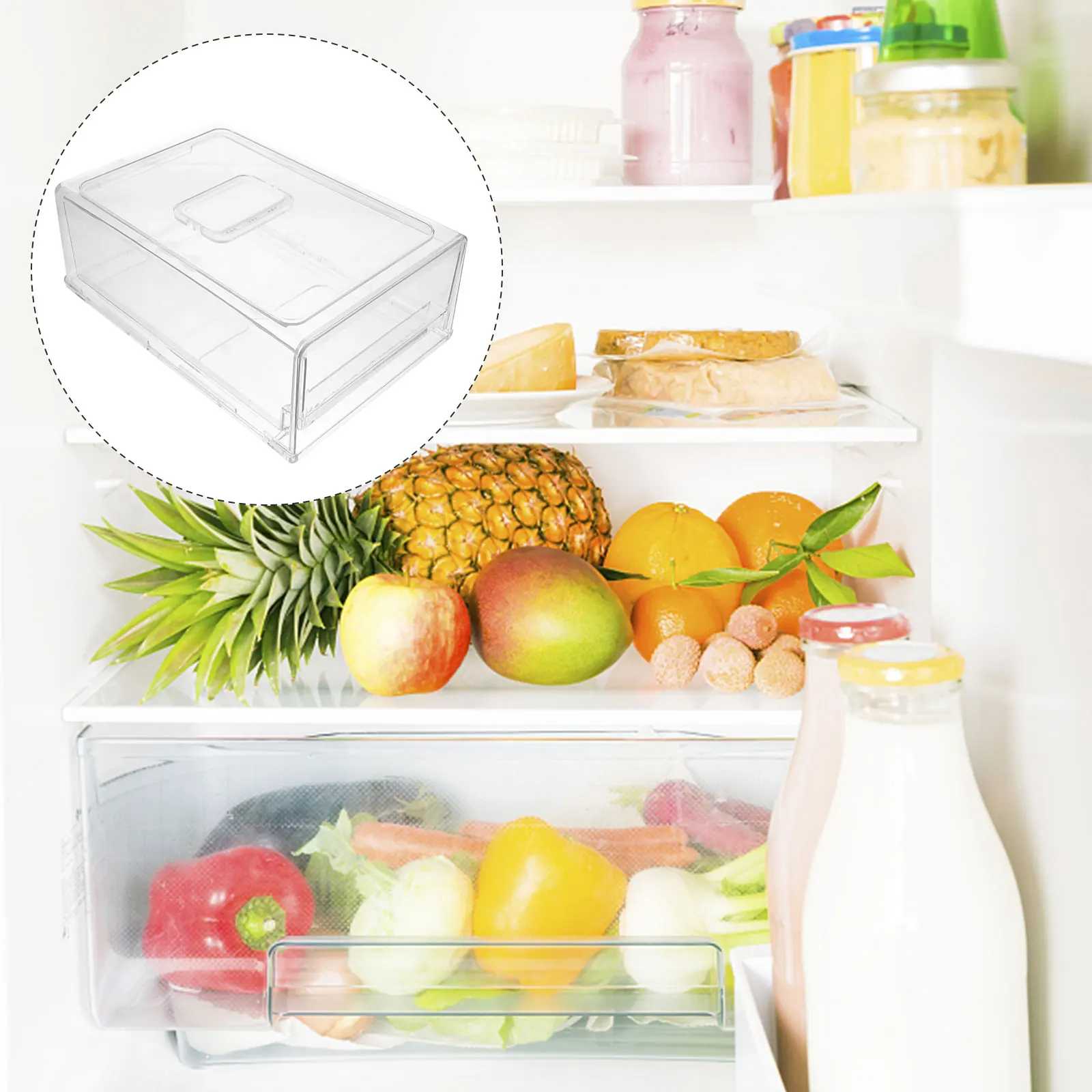 

Plastic Fridge Storage Box White Mini Fruit Containers Drawer Type Freezer Case Refrigerator Kitchen Accessories Vegetable