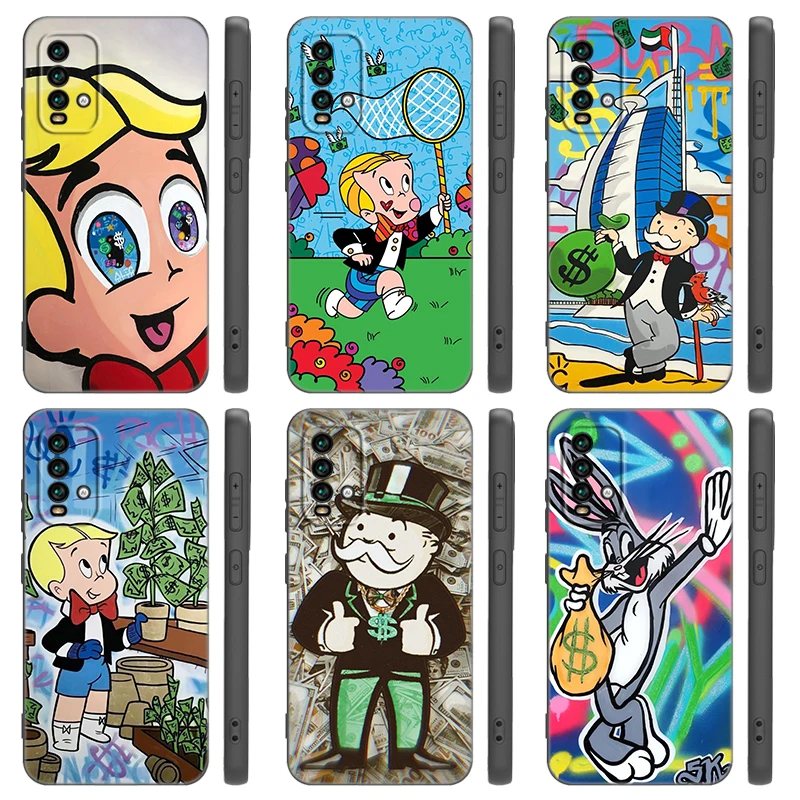 Черный чехол для телефона Cartoon Dollar Alec Monopoly для Xiaomi 11 12 Lite 11T 12T 14T 13 Pro 15 Redmi A1 A2 Plus 10C 12C 13C 14C A3 A5