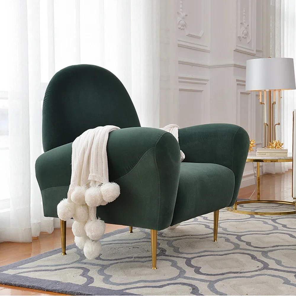 

Elbow Support Living Room Chair Green Hand Rest Luxury Lounge Nordic Relax Chair Balcony Minimalist Cadeiras Home Decoration