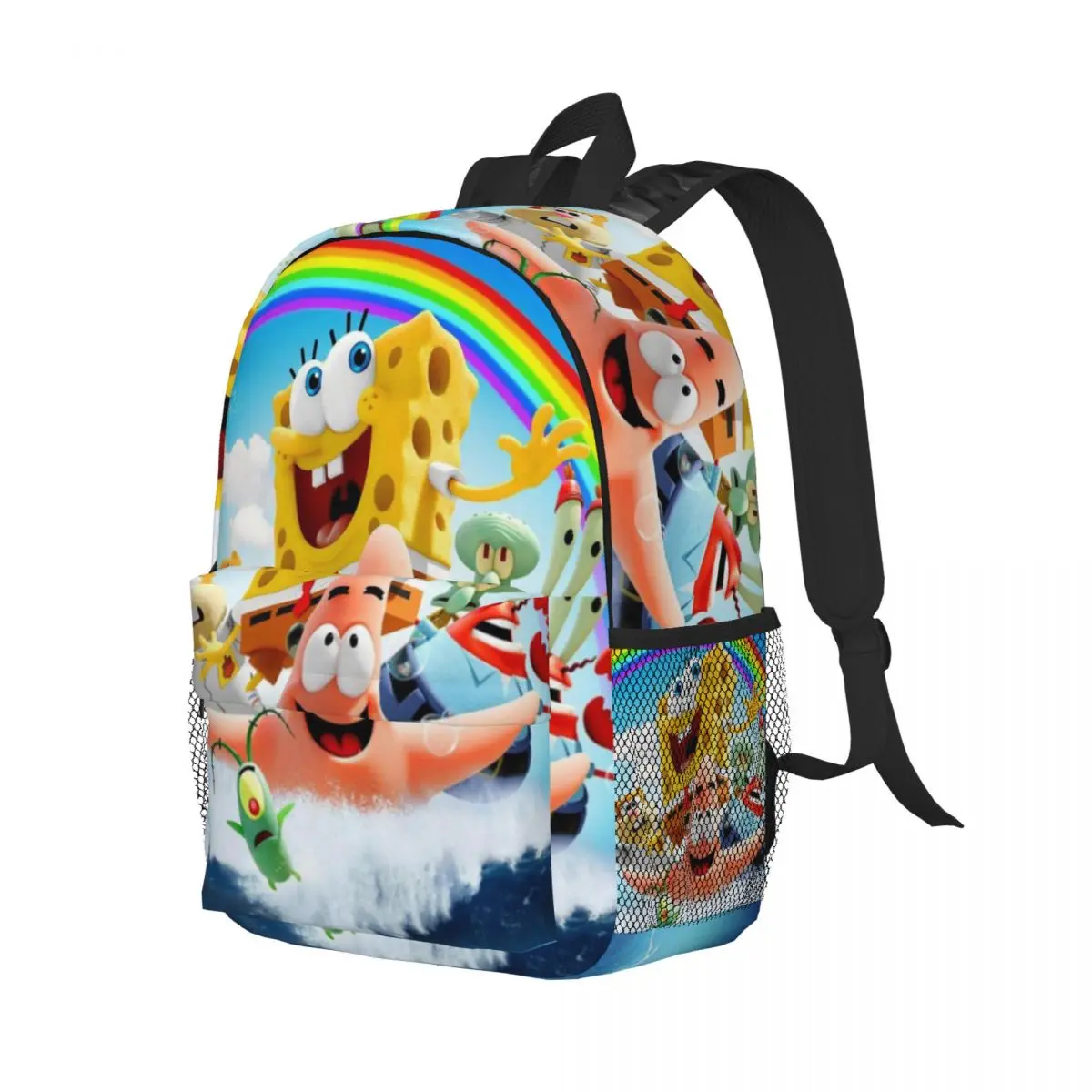 Bob Esponja Impresso Lightweight Casual Schoolbag, escola, ao ar livre, compras, escritório, 15"