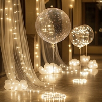 10PCS LED Light Up Balloons Glow in The Dark Transparent Led Bobo Balloons with Light String for Birthday Wedding Party Decor