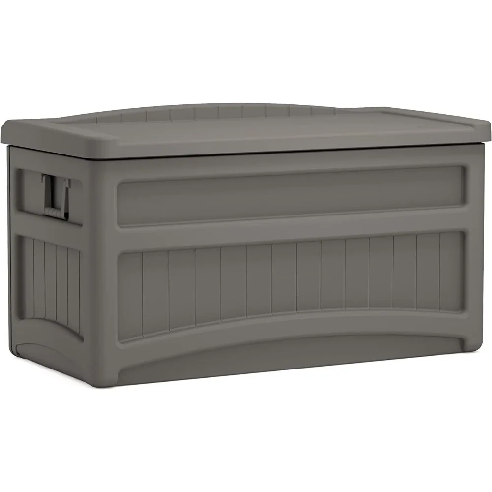 

Outdoor Storage Box - 73 Gallon Stoney Resin Deck Box with Wheels, Handles, and Seat, Heavy-Duty Indoor/Outdoor Storage