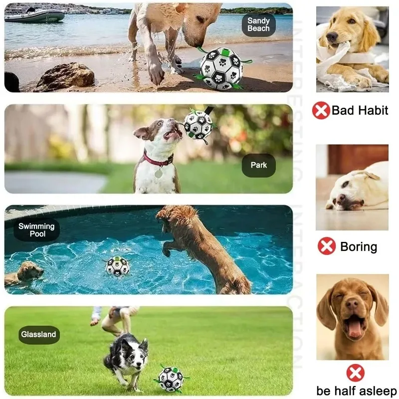 Interactive Pet Football Toys With Grab Tabs Dog Bite Chew Balls Pets Accessories Puppy Outdoor Training Soccer 15/19cm for Pet view 5