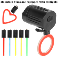 MTB Taillight Waterproof New Bike Heart Shape Tail Light USB Rechargeable Mountain Bicycle Rear Lamp 5 Mode Cycling Night Safety