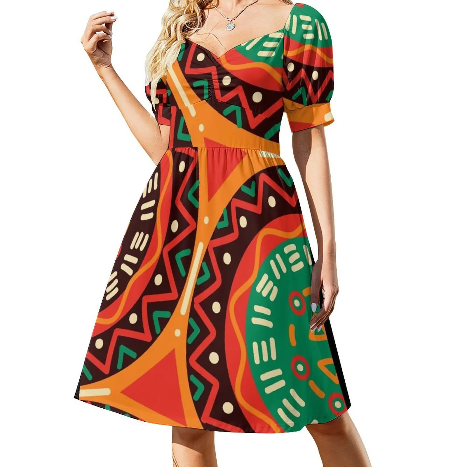 African Kente Graphic Short Sleeved Dress sexy dress elegant chic wedding evening dresses clothes Dress