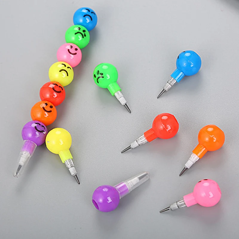 10 PCS/Lot Creative 7 Color Plastic Holder Pencil Cartoon Sugar-Coated Haws Graffiti Pen Stationery Gifts For Kids Wax Pencil