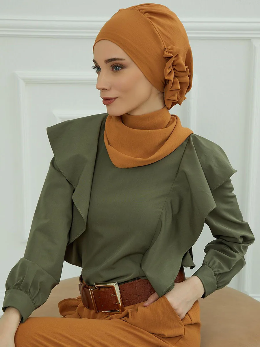 Muslim Hat Hijabs For Woman Cap Hijabs for Women Islamic Turban Hat Ladies Head Scarf Wrap Flower Design