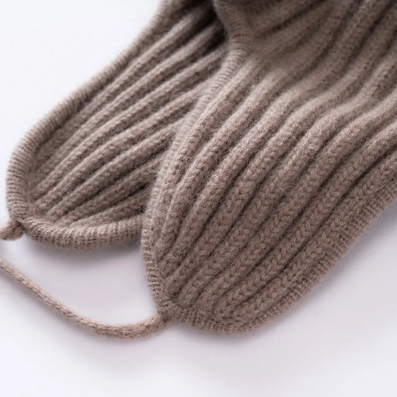 ZYCZCXX Russian Ushanka Hats With Earflap 100% Pure Cashmere Women Bomber Hats Ladies Windproof Snow Thicker Warm Winter Caps