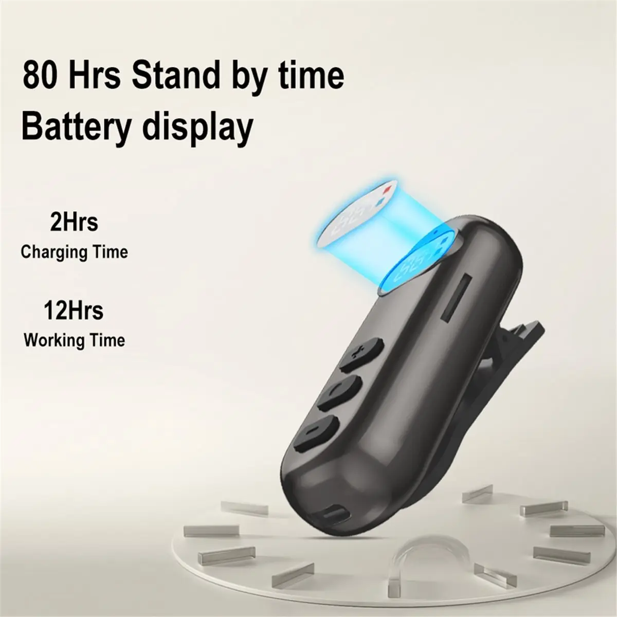 ^DT829~~2 in 1 Wireless Lavalier Car Bluetooth Receiver Adapter with Digital Display Card Slot and External Headphone Speaker