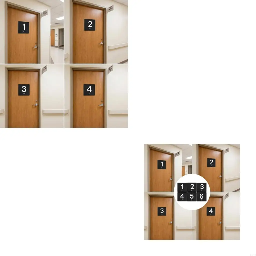 F19B 6Pcs Exam Room Numbers Exam Room Signs 1-6 Identification Signs Numbers 1-6