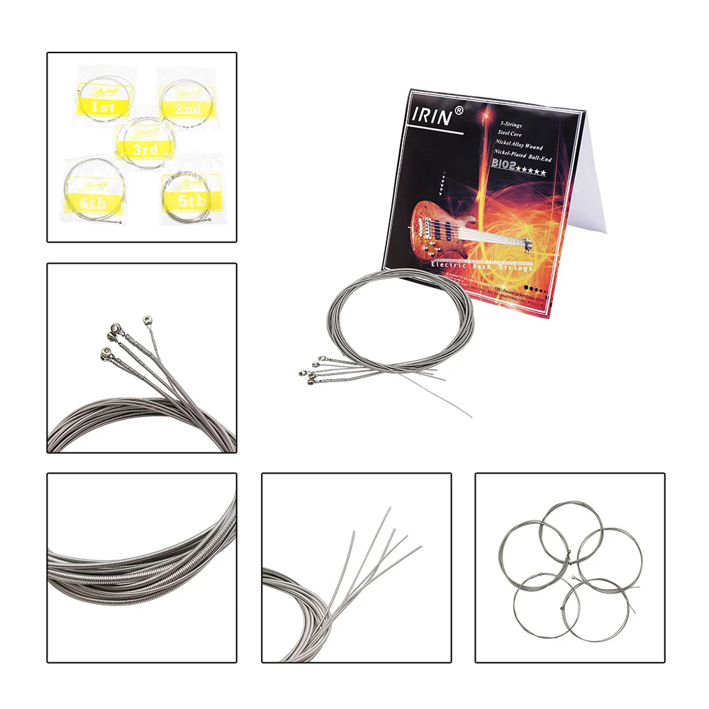 5Pcs Electric Bass Strings B102 Nickel Alloy Wound Strings with Nickel Plated Ball-End for Electric Bass Guitar Accessories