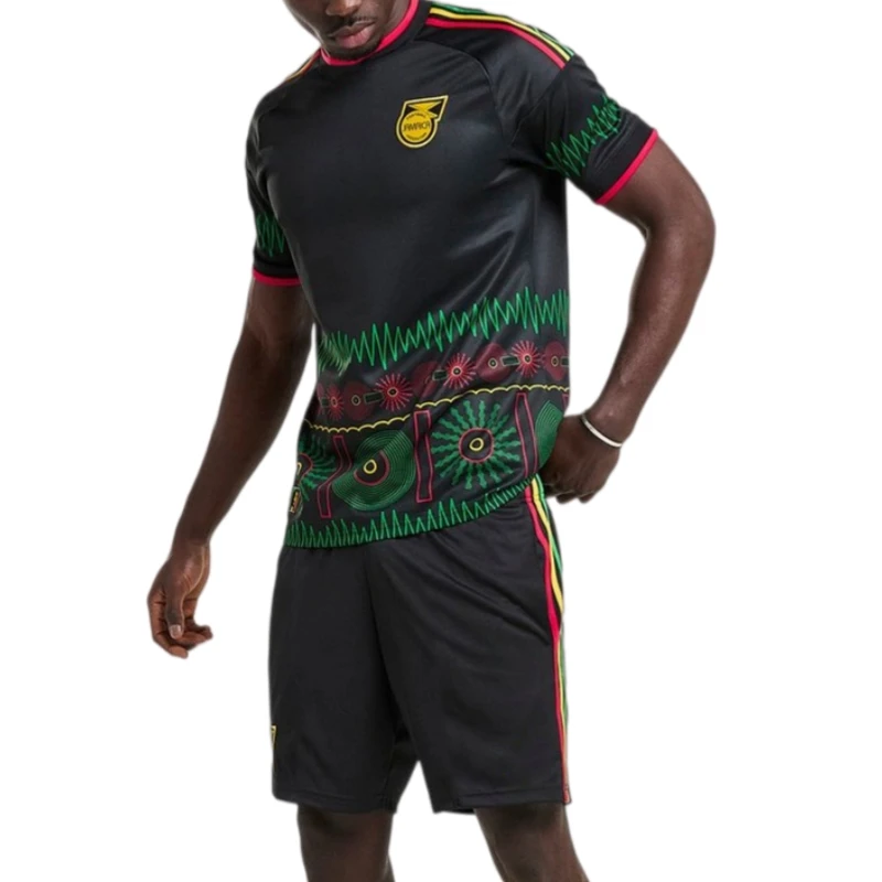 

2026 New 2pc Youth Jamaica Home Football shirts shorts Special Jersey t-shirt Set Men's Team Sportswear Breathable Match Kit