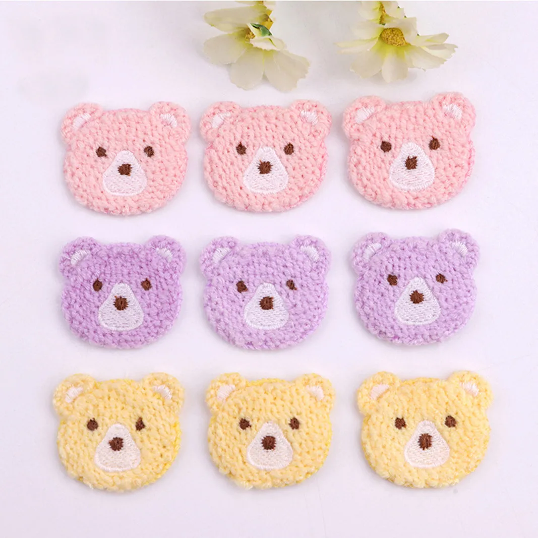 Embroidery Applique Badge Sew On Patches, Patch Teddy Bear de malha, DIY para roupas, chapéus infantis e mochila, 15PCs