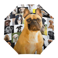 Dog Portrait Bulldog Automatic Umbrella Men Women Rain Windproof Outdoor Travel Sun Three Folding Umbrellas 8 Ribs Gift Parasol