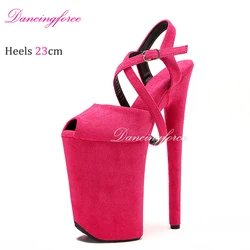 Dancingforce 9Inch/23cm Pole Dance Shoes Suede Platform Party High Heels Stripper Heel Shoes Women Modern Sandals